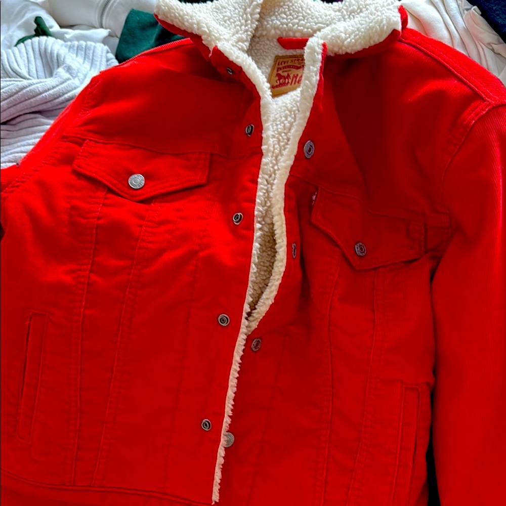 Levi's Vibrant Red Jacket with Sherpa Lining
